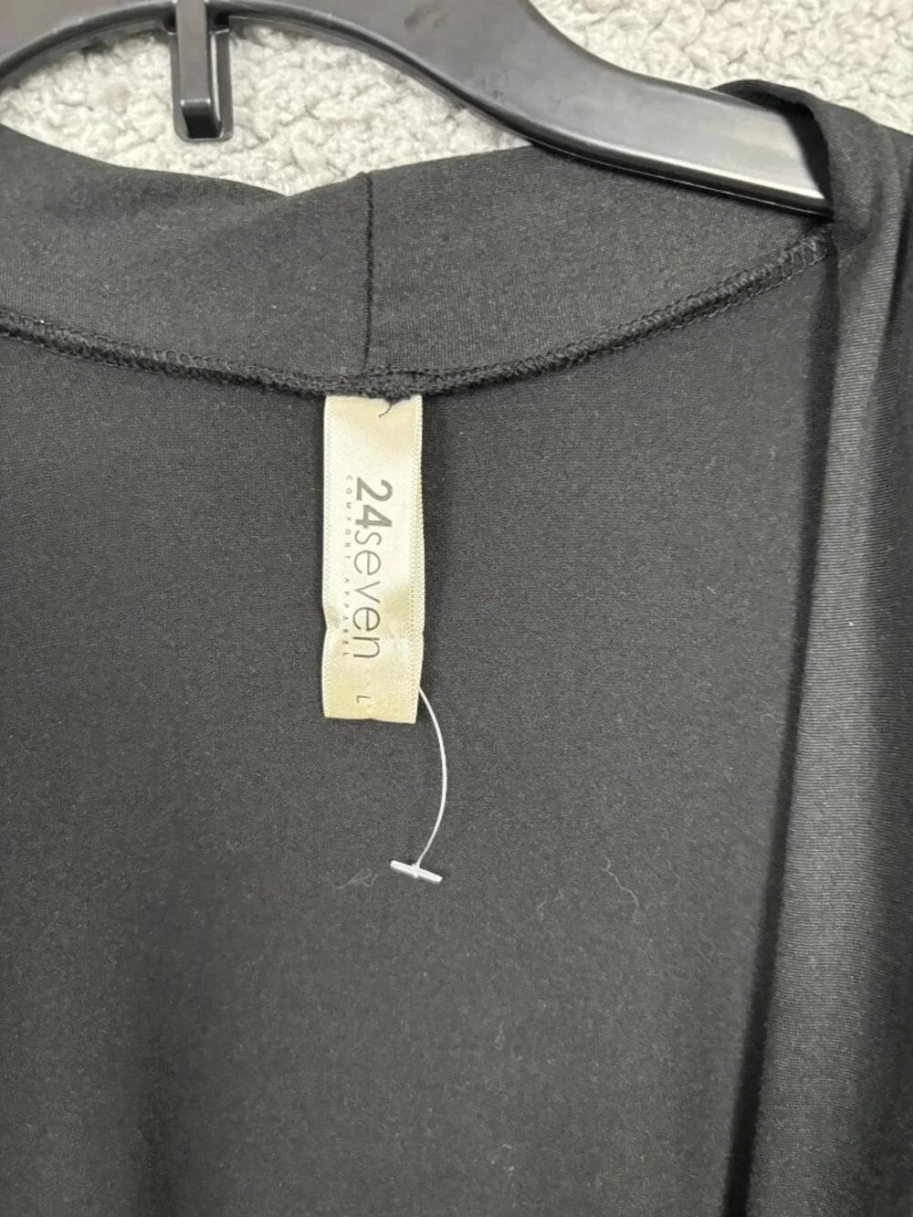 24seven Comfort Apparel Women's Black Open Front Cardigan 3/4 Sleeve Large NWOTs